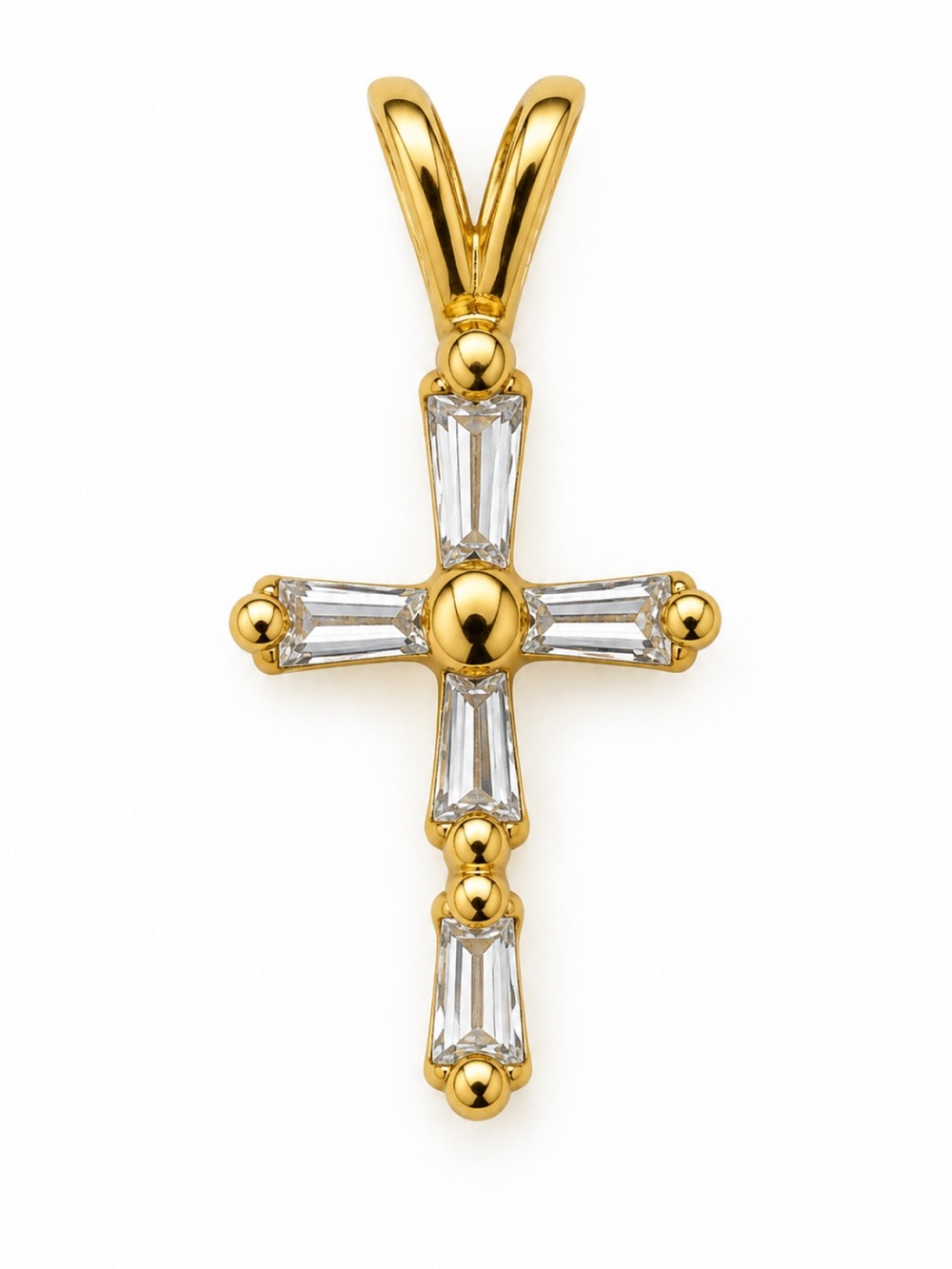 Gold Cross Pendant with Crystals